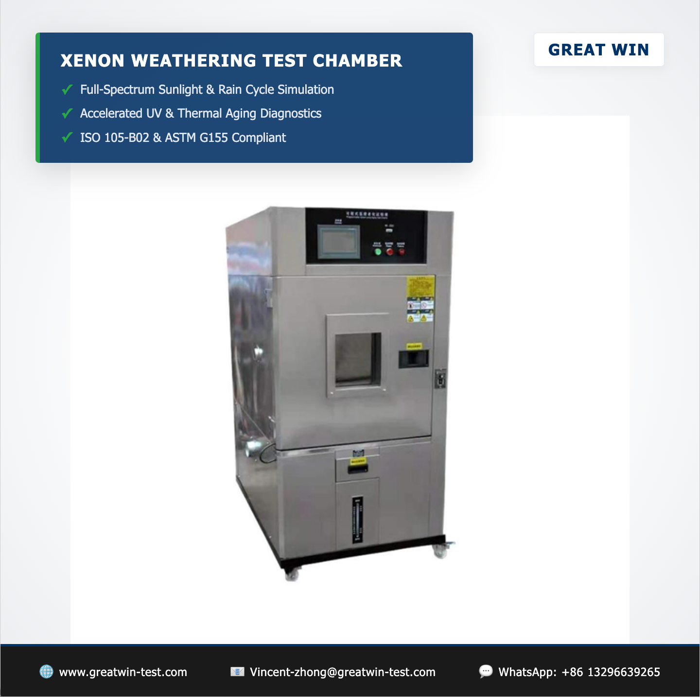 Mitigación de la fotodegradación: Great Win lanza una máquina avanzada de prueba de intemperismo con xenón para un diagnóstico acelerado de la resistencia al clima